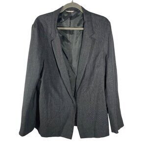 Poetry Womens Wool Blend blazer single button textured charcoal gray business 16